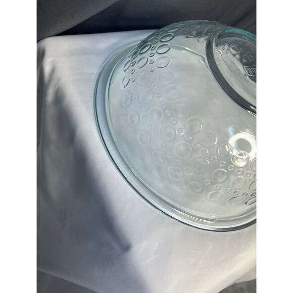 Pyrex 325 Dots Test Pattern Clear Aqua Blue Tint Glass Mixing Bowl 2.5 Quart - Picture 10 of 11